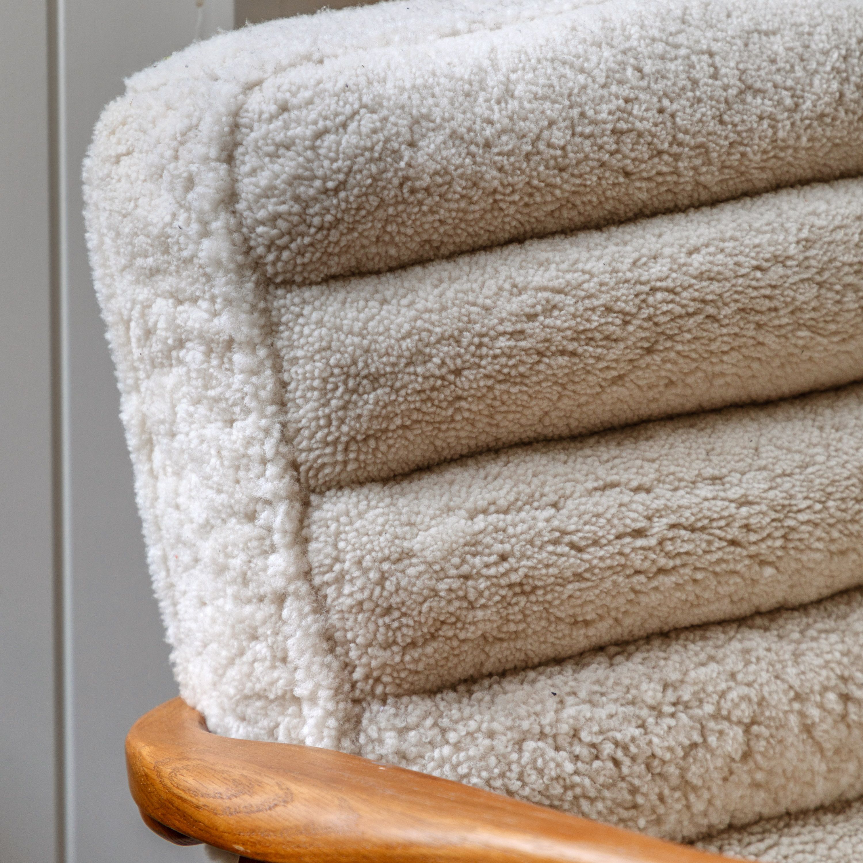 Langham Cream Sheepskin & Oak Wood Armchair